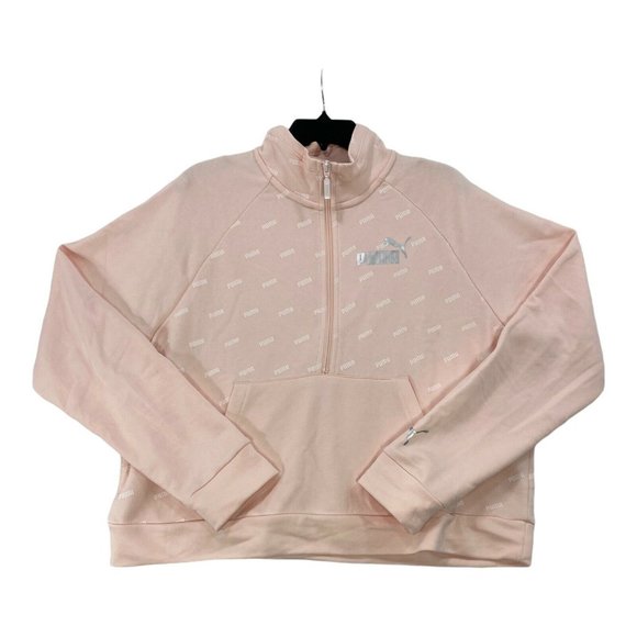 PUMA Women Sweatshirt Half Zip Active Pullover Long Sleeve  Rosewater - Picture 3 of 7